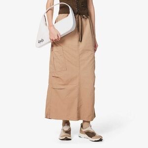 Jaded London Vintage Midi Cargo Skirt in Beige